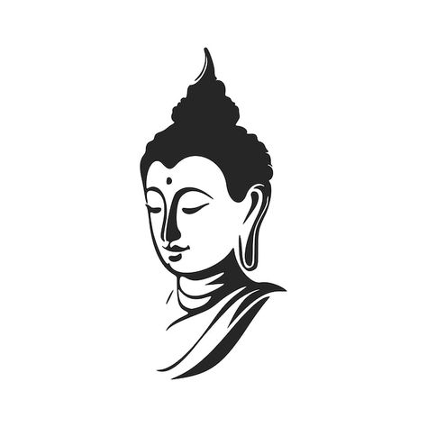 Black and white elegant logo with the im... | Premium Vector #Freepik #vector #zen-logo #logo-illustration #logo #white-logo Buddha Logo, Buddha Tattoo, Buddha Face, Elegant Logo, Small Art, Vector Photo, Premium Vector, Graphic Resources, Vector Images