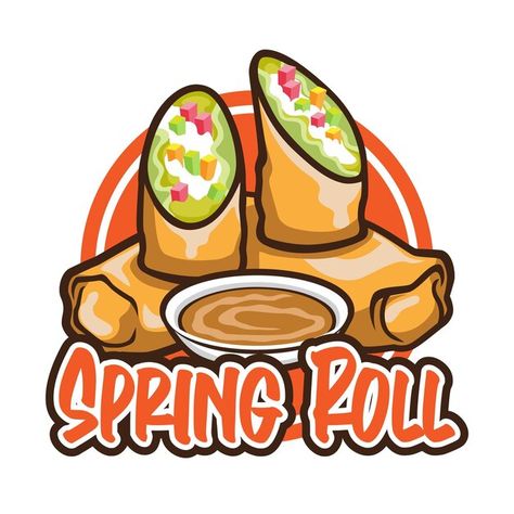 Spring Roll Logo Design, Roll Logo, Cucumber Rolls, Vegetable Cartoon, Spring Roll, Logo Psd, Technology Icon, Business Idea, Card Banner