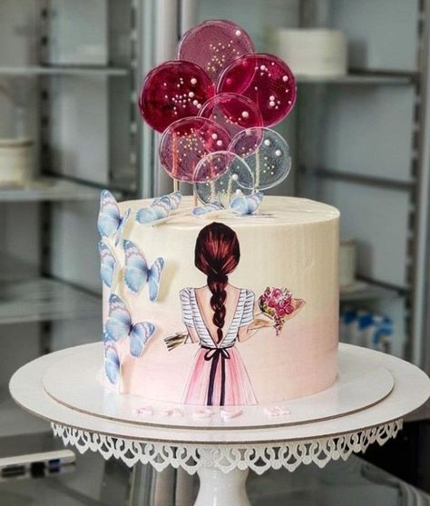 16th Birthday Cake For Girls, Birthday Cake Girls Teenager, Bolo Paris, Beautiful Cake Pictures, Fairy Birthday Cake, Cake Designs For Girl, Buttercream Cake Designs, Candy Birthday Cakes, Fondant Cake Designs