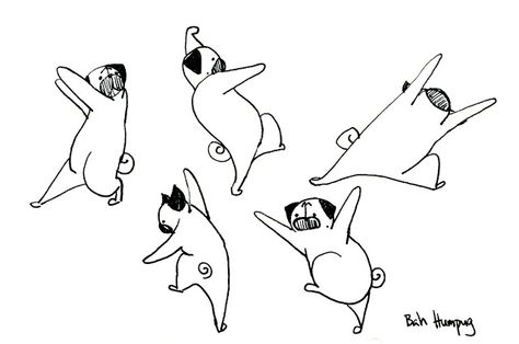 Bah Humpug: Dancing Pugs; I don't usually like pugs but this is cute. Dancing Drawing, Pug Illustration, Dog Emoji, Puppy Sketch, Art For Kids Hub, Dog Outline, Puppy Coloring Pages, Quick Sketches, Dancing Animals