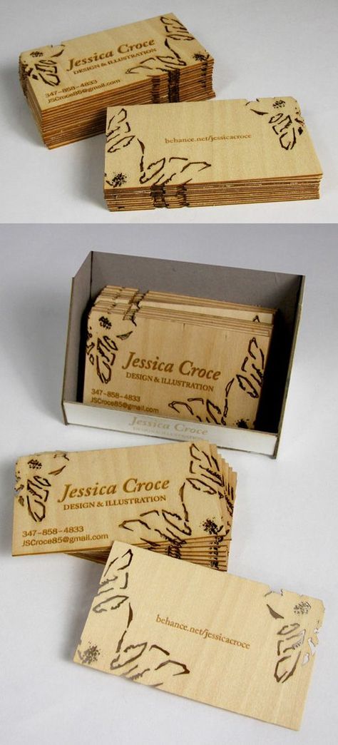 Intricate Laser Cut And Etched Wooden Business Card For A Designer More Etched Tattoo, Laser Cut Business Cards, Laser Engraved Business Cards, Lézervágott Fa, Wood Laser Ideas, Wooden Business Card, Router Projects, Laser Cut Box, Laser Cut Wood Crafts