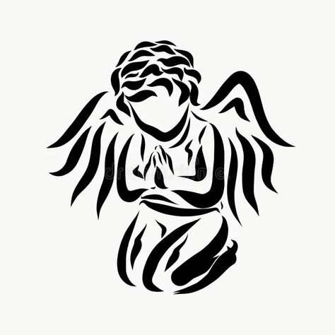 Geometric Wallpaper Iphone, Angel Praying, Jesus Art Drawing, Silhouette Outline, Heaven Tattoos, Jesus Drawings, Praying Angel, Small Angel, Angel Drawing