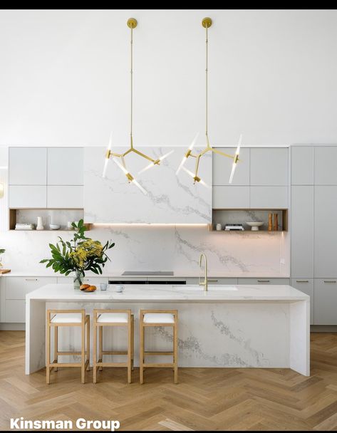 Style Curator, Herringbone Flooring, Bedroom Cupboard, Kitchen Stand, Bright Kitchens, Kitchen Cupboard, Family Kitchen, Kitchen Marble, Stunning Kitchens