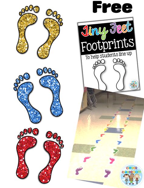 FREE feet/footprint templates for lining up from Clever Classroom Standing In Line Preschool, Line Up Floor Ideas Classroom, Preschool Line Up Ideas Floors, Classroom Management Plan, Clever Classroom, Class Organization, Organization And Management, Classroom Behavior Management, Preschool Printable