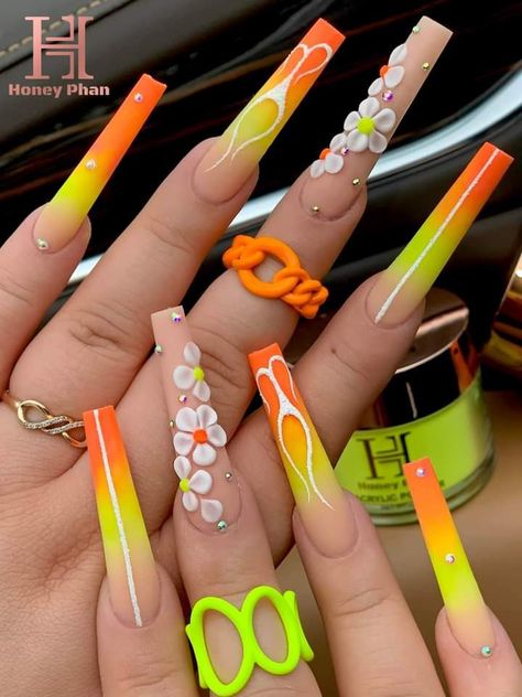 Nails With 3d Flowers, Colors Nails, Trendy Nail Designs, 3d Flower Nails, Professional Manicure, Nail Drills, Stylish Nails Designs, Nails Design With Rhinestones, Cute Acrylic Nail Designs