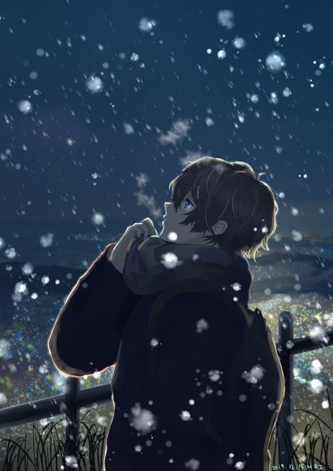 Photo Name Art, Anime Snow, Halloween Adventure, Snow Art, Winter Illustration, Cool Anime Backgrounds, Dark Anime Guys, Anime Backgrounds, Aesthetic Boy