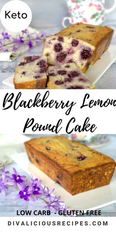 This blackberry lemon keto pound cake is made with sour cream for an extra moist cake. Made with coconut flour it's also gluten free. #ketocake #poundcake #ketopoundcake #lowcarb #glutenfree #blackberry Lemon Keto, Keto Pound Cake, Sugar Free Cake Recipes, Blackberry Lemon, Special Cookies, Keto Cakes, Keto Baking, Ketogenic Desserts, Blackberry Recipes