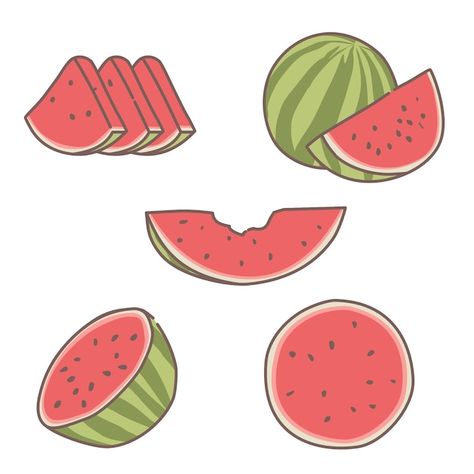 Doodle watermelon summer | Premium Vector #Freepik #vector #summer #food #slice #pattern Watermelon Slice Drawing, Draw Watermelon, Watermelon Doodle, Summer Doodles, Watermelon Drawing, Watermelon Cartoon, Fruit Drawing, Food Reference, Watermelon Art