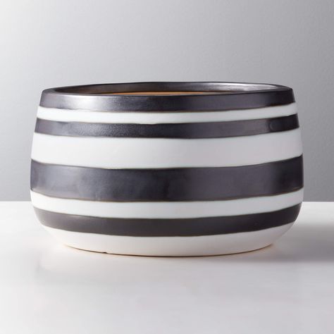 Maxie Large Graphic Striped Planter + Reviews | CB2 Modern Outdoor Planters, Outside Planters, Modern Planters Outdoor, Clay Planter, Spanish Villa, Pink Napkins, Clay Planters, Raised Planter, Patio Plants