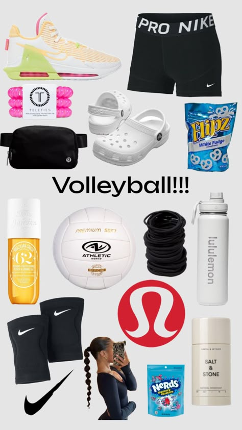 Follow if u love volleyball 🫶 What You Need For Volleyball, Volleyball Must Haves, Volleyball Needs, Volleyball Essentials, Sports Bag Essentials, Volleyball Fits, Volleyball Motivation, Volleyball Tryouts, Volleyball Camp