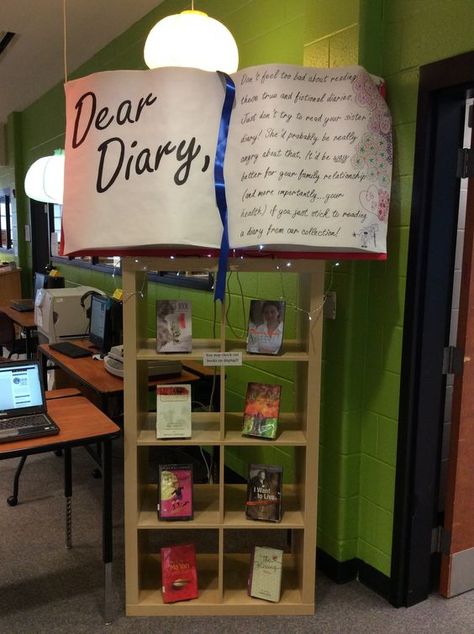 Diary Format, Hellen Keller, Library Decorations, Reading Display, School Library Displays, Teen Library, Library Week, Middle School Libraries, Library Media Center