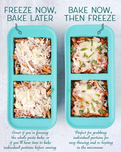 Freezer Friendly Penne Bake with Meat & Veggie Sauce - Peanut Butter and Fitness Cube Steak Freezer Meal, Souper Cubes Meal Prep, Souper Cubes Ideas, Souper Cube Freezer Meals, Freezer Meals Pasta, Freezer Friendly Meal Prep, Souper Cubes Recipes, Healthy Freezer Meals For New Moms, Souper Cubes