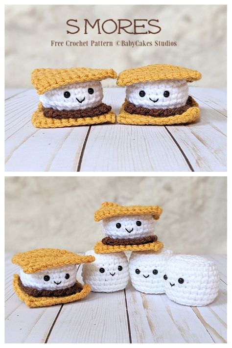 Crochet S'mores Amigurumi Free Patterns - DIY Magazine Toys Quotes, Christmas Crochet Patterns Free, Crochet Toys Free Patterns, Crochet Toys Free, Fall Crochet Patterns, Crochet Keychain Pattern, Crochet Design Pattern, Diy Magazine, Crochet Food