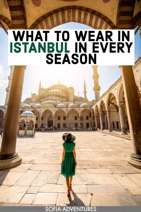 Don’t know what to pack for Istanbul, Turkey? This guide to what to wear in Istanbul in summer, spring, fall / autumn, & winter will be your guide! Including tips for dressing appropriately to visit mosques, street style, clothes great for travel photography, outfit inspiration, shopping ideas, & fashion tips. Here’s how to dress in Istanbul in January, February, March, April, May, June, July, August, October, November, & December! Istanbul packing list / Turkey packing list Womens Packing List, Istanbul Shopping, Balkan Travel, Things To Do In Istanbul, Istanbul Travel Guide, Turkey Trip, Turkey Travel Guide, Visit Istanbul, Macedonia Greece