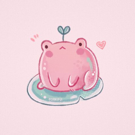 Pink Frog, Illustration Stationery, Pink Drawing, Frog Wallpaper, Frog Illustration, Frog Art, Cute Frogs, Pink Art, Doodle Drawings