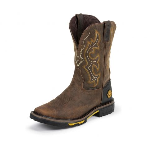 Justin Hybred Boots Cowboy Boots Composite Toe Work Boots, Western Work, Work Boots Men, Justin Boots, Work Boot, Comfortable Boots, Toe Boots, Cowboy Boot, Orange Leather