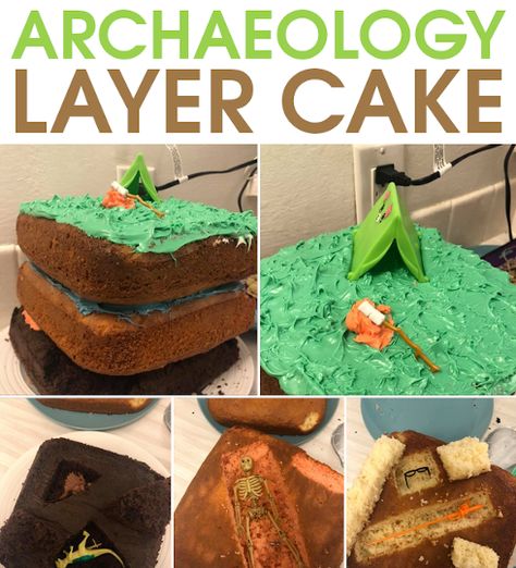 Archaeological Layer Cake - eat your way through sedimentary layers to find artifacts and even dinosaur fossils. A fun way to study archaeology. Great for homeschool history lessons and archeology parties. Archeology Cake Ideas, Archaeology Dig, Homeschool Hacks, Homeschool Tips, Homeschool History, Dinosaur Fossils, Colorful Cakes, Lemon Tree, Sugar Rush