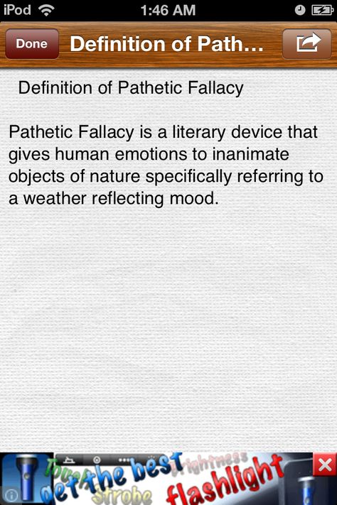 Pathetic Fallacy is a technique for creating atmosphere in a story. Emotions are given to setting, objects and / or weather. This often reflects the main character(s)' mood, or the mood of the book Pathetic Fallacy, Literary Devices, Figurative Language, Human Emotions, Main Characters, Books