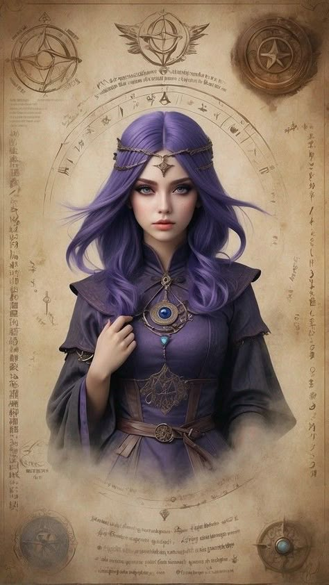 Purple Haired Fairy, Purple Haired Witch, Female Alchemist, Alchemist Witch, Misguided Ghosts, Princess Eyes, Sorceress Art, Female Wizard, Elf Female