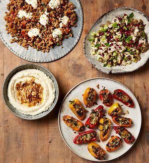 Burnt Aubergine, Meze Recipes, Baby Peppers, Yotam Ottolenghi Recipes, Cooking Recipes For Kids, Ottolenghi Recipes, Tapas Recipes, Yotam Ottolenghi, Different Foods