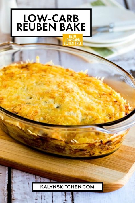 This Low-Carb Reuben Bake is a delicious way to use leftover corned beef, but you can also buy corned beef at the deli to make this Reuben casserole. And this has all the flavors people love in Reuben Sandwiches, without the carbs. [found on KalynsKitchen.com] #ReubenBake #ReubenCasserole #KetoReubenCasserole #LowCarbReubenBake #CornedBeefRecipe Low Carb Reuben, Reuben Bake, Corned Beef Reuben, 2023 Meals, Reuben Sandwiches, Canned Corned Beef, The Boiled Egg Diet, Keto Casseroles, Egg Diet Plan