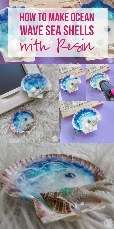 Seashell Crafts Resin, Seashell Epoxy Art, Epoxy Seashell Crafts, Resin Art Sea Shells, Resin With Sea Shells, Resin Crafts With Shells, Epoxy Resin And Sea Shells, Resin And Seashells, Resin Shell Crafts