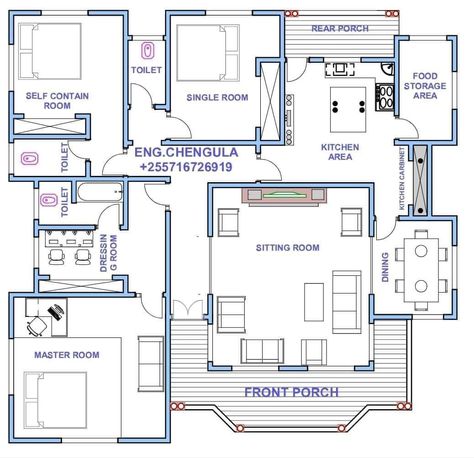 Free House Plans 4 Bedroom, Luxury Ranch House Plans, Bungalow House Floor Plans, Hotel Room Plan, Modern Bungalow House Plans, Drawing House Plans, Small Modern House Plans, Cheap House, Flower Structure