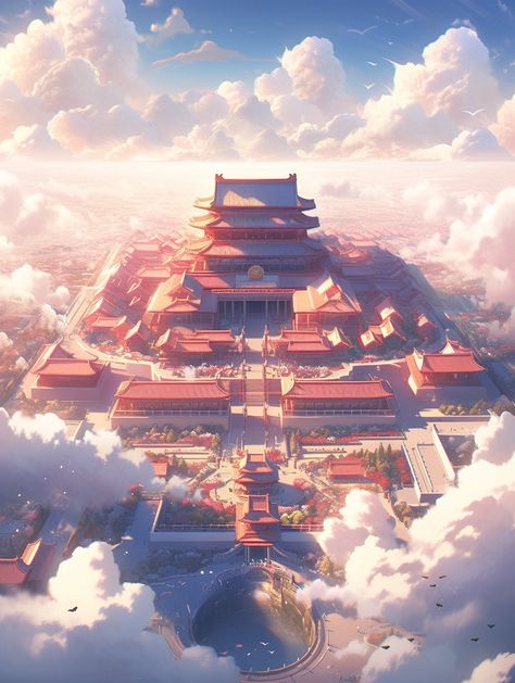 Asian Palace Fantasy Art, Chinese Castle Fantasy Art, Fantasy Chinese Palace, Chinese Palace Fantasy Art, Chinese Castle, Ancient China Aesthetic, Chinese Places, Chinese Palace, Unique House Plans