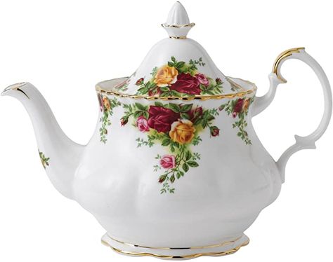 Amazon.com: Royal Albert Old Country Roses Teapot, 42 oz, Mostly White with Multicolored Floral Print: Home & Kitchen Bone China Teapots, Rose Teapot, Country Rose, Royal Albert Old Country Roses, China Teapot, Royal Albert China, Old Country Roses, Tea Kettles, China Tea Sets