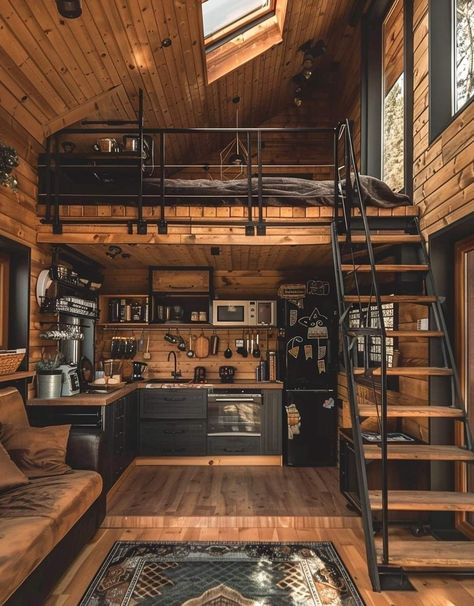 Loft House Design, Loft Interior, Tiny House Loft, Tiny House Inspiration, Loft House, Dream House Rooms, Tiny House Cabin, Tiny Apartment, Small Cabin