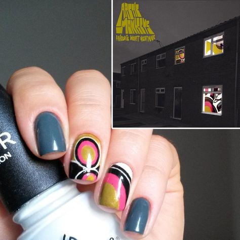 Arctic Monkey Inspired Nails, Artic Monkeys Nail Art, Arctic Monkeys Nail Art, Artic Monkey Nails, Arctic Monkeys Inspired Nails, Arctic Monkey Nails, Arctic Monkeys Nails Ideas, Arctic Monkeys Makeup, Arctic Monkeys Nails