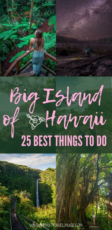 Visiting the Big Island of Hawaii? Here are 25 awesome, mostly outdoor things to do. Explore the best snorkelling points in the Big Island of Hawaii, visit national parks, eat at the best local restaurants and see some of the most beautiful views the Big Island of Hawaii has to offer! #BigIslandofHawaii Island Of Hawaii Things To Do, What To Do On The Big Island Of Hawaii, Things To Do In Hawaii Big Island, Big Island Hawaii Hidden Gems, Big Island Hawaii Restaurants, Hawaii Big Island Bucket List, Waimea Big Island, Hawaii Big Island Things To Do, Big Island Hawaii Food