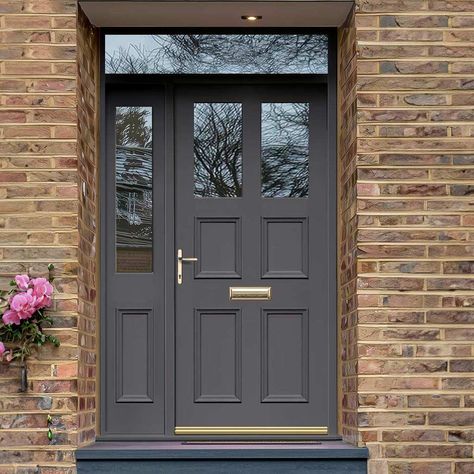 Exterior Victorian Ailsa 2L 4P Front Door with Single Sidelight and Tr Front Door With Single Sidelight, Door With Single Sidelight, Internal Folding Doors, Urban Rooms, Glass Pocket Doors, Barn Style Sliding Doors, Sliding Folding Doors, Sliding Wardrobe Doors, Flush Doors