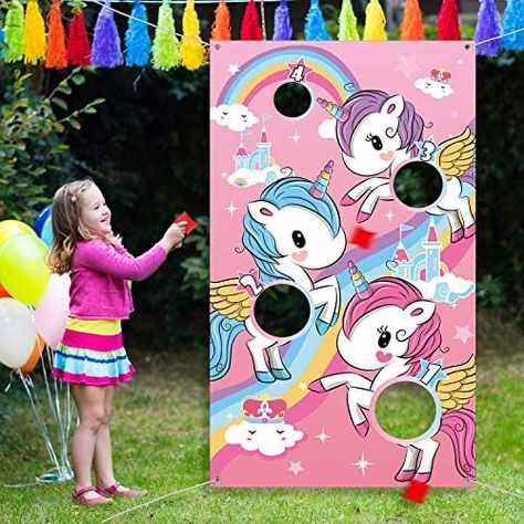 Amazon.com: Unicorn Toss Game with 3 Nylon Bean Bags for Children Adult Unicorn Theme Party Decorations and Supplies : Toys & Games Unicorn Games, Fest Temaer, Unicorn Themed Birthday Party, Unicorn Party Decorations, Unicorn Birthday Party, Gaming Banner, Beautiful Unicorn, Bean Bag Toss, Toss Game