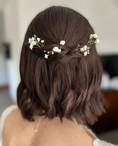 Short Wedding Hairstyles, Cute Wedding Hairstyles, Short Bridal Hair, Bob Wedding Hairstyles, Short Hair Bride, Quince Hairstyles, Grow Long Hair, Hairdos For Short Hair, Short Straight Hair