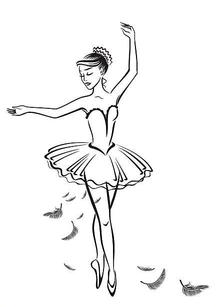 Dancing Doll Drawing, Balerina Drawing Easy, Ballet Drawing Reference, Ballet Dancers Drawing, Ballet Dance Drawing, Drawing Of Ballerina, Ballerina Black And White, Black And White Ballerina, Ballet Dancer Drawing