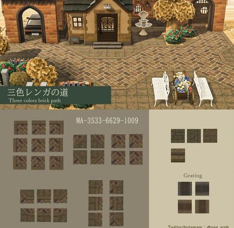 Acnh Brick Path Design Code, Animal Crossing Brick Path Design, Animal Crossing Road Path Code, Acnh Brick Path Design, Brick Path Acnh, Acnh Stone Tile Code, Path Acnh, Animal Crossing Design Codes, Brick Paths