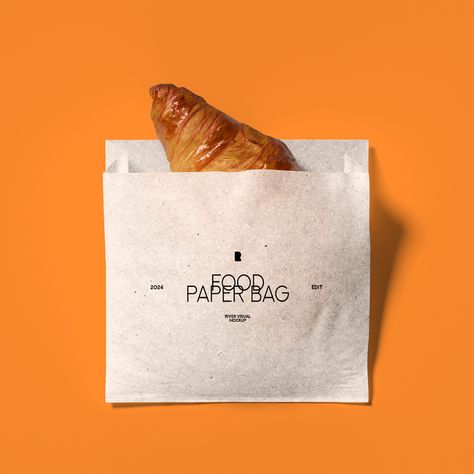 Free Food Paper Bag Mockup PSD Food Paper Bag, Paper Bag Mockup, Food Paper, Food Mockup, Menu Mockup, Bread Packaging, Jar Of Jam, Bakery Branding, Paper Food