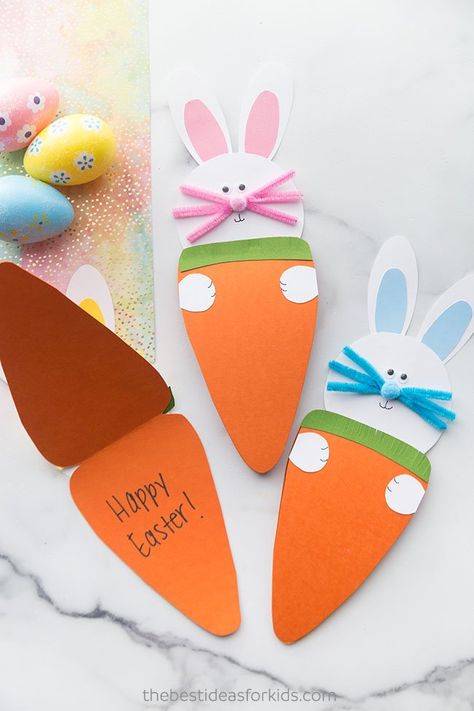 Diy Easter Cards, Easter Bunny Cards, Easter Arts And Crafts, Easter Cards Handmade, Easter Messages, Easter Carrots, Easy Easter Crafts, Easter Bunny Crafts, Easter Art