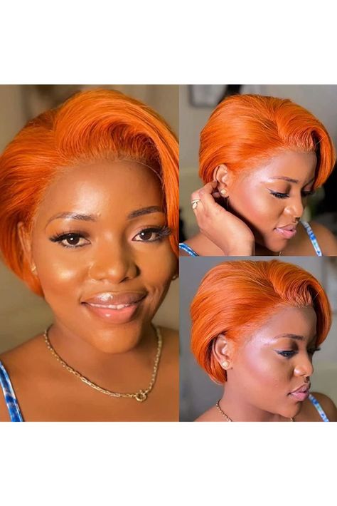 htsly Short Orange Wig 13x4x1 Pixie Cut Wig Human Hair Straight Short Bob Wig Brazilian Virgin Hair 6 inch Orange Wig, Straight Short Bob, Wig Ideas, Pixie Cut Wig, Wig Human Hair, Hair Straight, Short Pixie Cut, Short Bob Wigs, Brazilian Virgin Hair