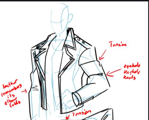 Jackets Reference Drawing, Letterman Jacket Drawing Reference, How To Draw Jackets Design Reference, Hand In Coat Pocket Reference Drawing, Collard Shirt Drawing Reference, Leather Jacket Art Drawing, Anime Jackets Drawing, Shoulder Armor Drawing Reference, Drawing Jackets Design Reference