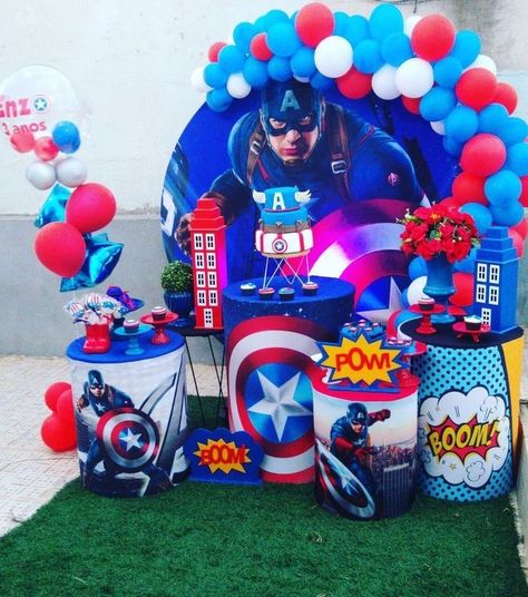 Captain America Birthday, American Theme, Birthday Party Theme Decorations, Marvel Captain America, 3rd Birthday, Preschool Crafts, Party Planning, Birthday Party Themes, Birthday Decorations