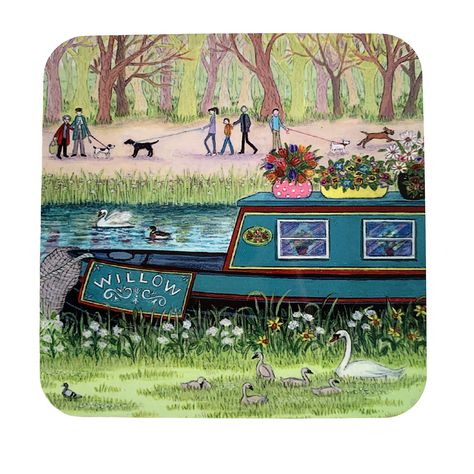 Canal Boat Illustration, Canal Illustration, Wagon Painting, Canal Painting, Canal Boat Art, Canal Art, Barge Boat, Boat Card, Seaside Wall Art