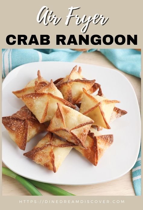 Air Fryer Crab Rangoon | DINE DREAM DISCOVER Crab Eggs, Egg Roll Ingredients, Crab Fries, Chinese Appetizers, Cream Cheese Wontons, Crispy Wonton, Football Party Foods, Crab Rangoon, Football Party Food