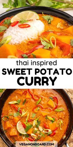 Thai Sweet Potato Curry, Thai Veggie Curry, Tasty Easy Dinners, Vegan Thai Curry Recipes, Sweet Potato Asian Recipes, Easy Red Curry Recipe, Sweet Potato Recipes Vegetarian, Sweet Potato Curry Recipes, Curry With Sweet Potatoes