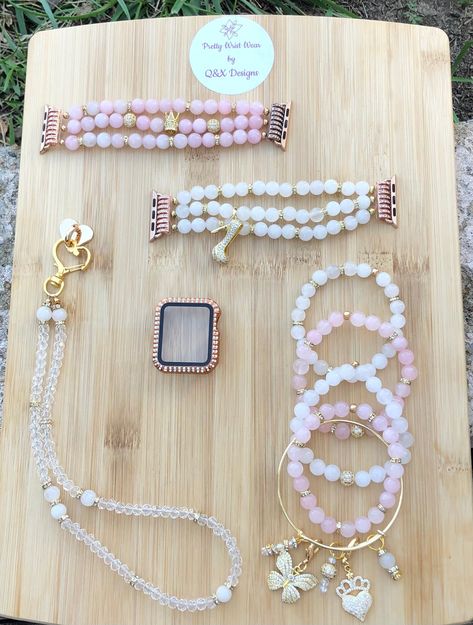 Pink and Pearl Apple Watch Band | Pretty Wrist Wear Band Ideas, Weekend Crafts, Business Ideas Entrepreneur, Wrist Wear, Earring Ideas, Store Ideas, 38mm Apple Watch Band, Friend Birthday Gifts, Apple Watch Band