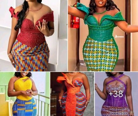 Latest Kente Styles For Wedding Latest Kente Designs, Kente Wedding Guest Outfit, Kente Styles For Wedding Guest, Short Kente Styles For Graduation, Bridal Kente Styles, Kente Styles For Engagement Ghana, Latest Kente Styles, Mother Daughter Fashion, Kente Dress