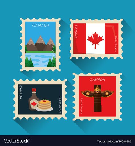 Canadian Postage Stamps, Canada Country, Big Picture, Printable Stickers, Postage Stamps, Adobe Illustrator, Vector Images, Vector Free, Vector Illustration