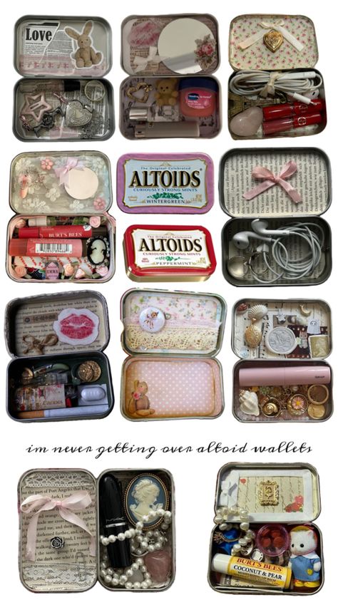 Clutter Core, Mint Tin Crafts, Vintage Diary, Roommate Gifts, Altoids Tins, School Bag Essentials, Mint Tins, Sweet Sixteen Parties, Diy Wallet