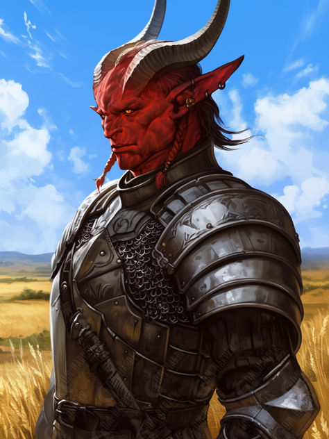 Melek, Tiller's Guard, Tiefling Fighter, Goldenfields, Storm King's Thunder Nephalem Character Design, Tiefling Paladin Male, Dnd King, Tiefling Knight, Dnd Guard, Tiefling Character Design, Tiefling Ranger, King Concept Art, Tiefling Fighter